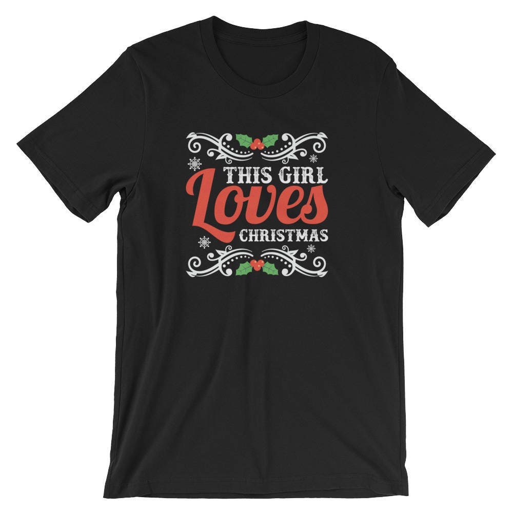Dieses Mädchen Liebt Weihnachten Urlaub Cool Unisex-Shirt | Mistel Xmas Party Faul Kostüm T-Shirt Frohe Liebhaber Besten Verkäufer-Kurzarm von FreshDressedTees