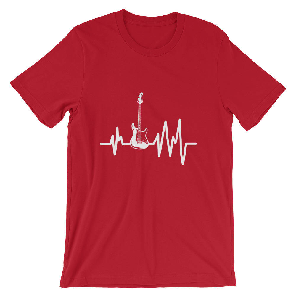 E-Gitarre Heartbeat Rock Player Musiker Musik Unisex T-Shirt | Coole Gitarre Gitarrist Weihnachts-Konzert von FreshDressedTees