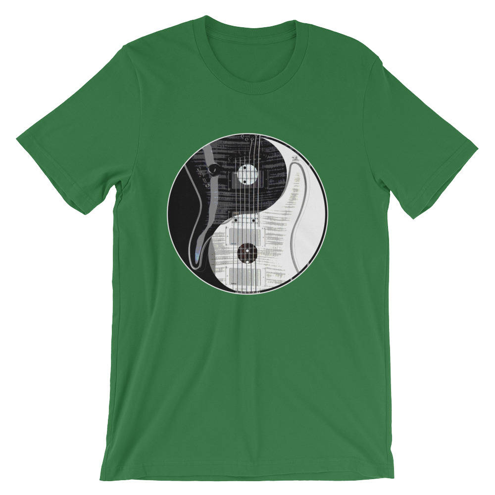 E-Gitarre Yin Yang Schwarz Weiß Cool Unisex-Shirt | Musiker Rock Liebhaber Gitarrist Spieler Stolz Lustiges T-Shirt Weihnachten Gig Outfit von FreshDressedTees