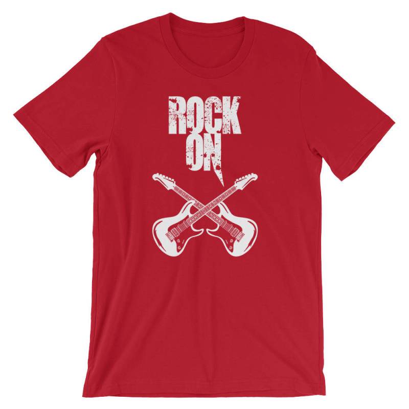 Felsen Auf E-Gitarren Spieler Musiker Gitarrist Unisex T-Shirt | Coole Gitarre Musik Player Rock Xmas-Band-Party von FreshDressedTees