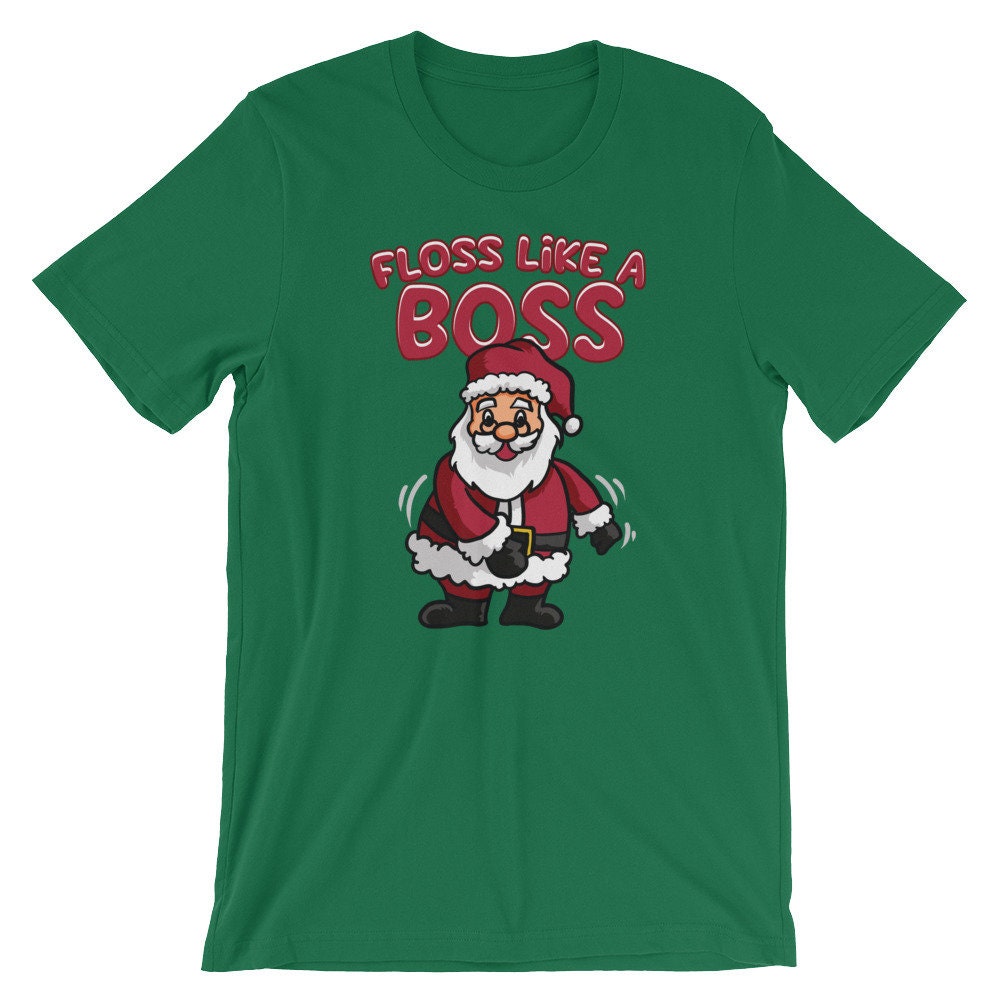 Floss Like A Boss Santa T-Shirt | Flossing Tanz Shirt Cooles Weihnachts-T-Shirt Kurzärmeliges Unisex-T-Shirt Weihnachts-| Humor von FreshDressedTees