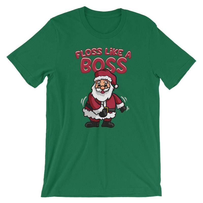 Floss Like A Boss Santa T-Shirt | Flossing Tanz Shirt Cooles Weihnachts-T-Shirt Kurzärmeliges Unisex-T-Shirt Weihnachts-| Humor von FreshDressedTees