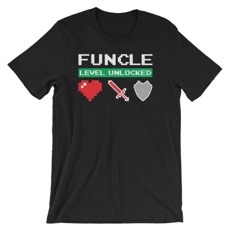 Funcle Ebene Freigeschaltet | Lustige Herzen Schwert Und Schild-Shirt-Design Spaß Onkel Spiel Liebhaber T-Shirt Kühler Lustige Geschenkidee Kurzarm von FreshDressedTees