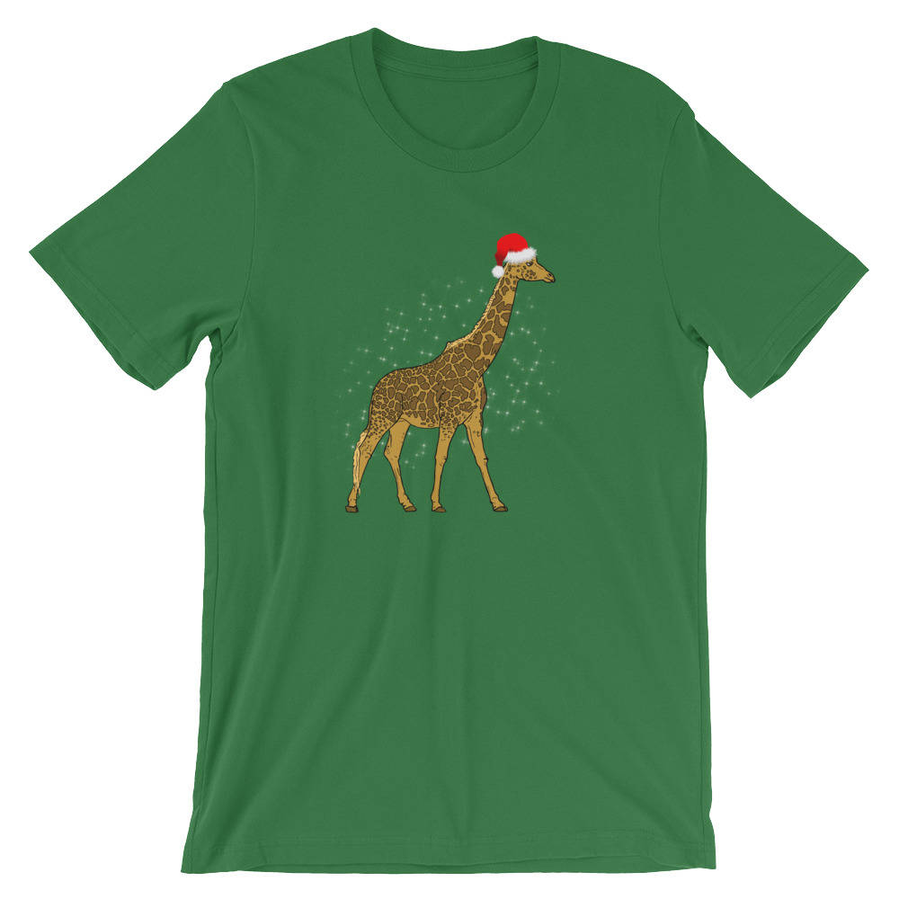 Giraffe Mit Weihnachtsmütze Frohe Weihnachten Shirt | Xmas Urlaub Niedlichen Tier Santa Humor T-Shirt Säugetier Arten Kurzarm Unisex von FreshDressedTees