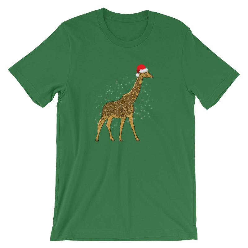 Giraffe Mit Weihnachtsmütze Frohe Weihnachten Shirt | Xmas Urlaub Niedlichen Tier Santa Humor T-Shirt Säugetier Arten Kurzarm Unisex von FreshDressedTees
