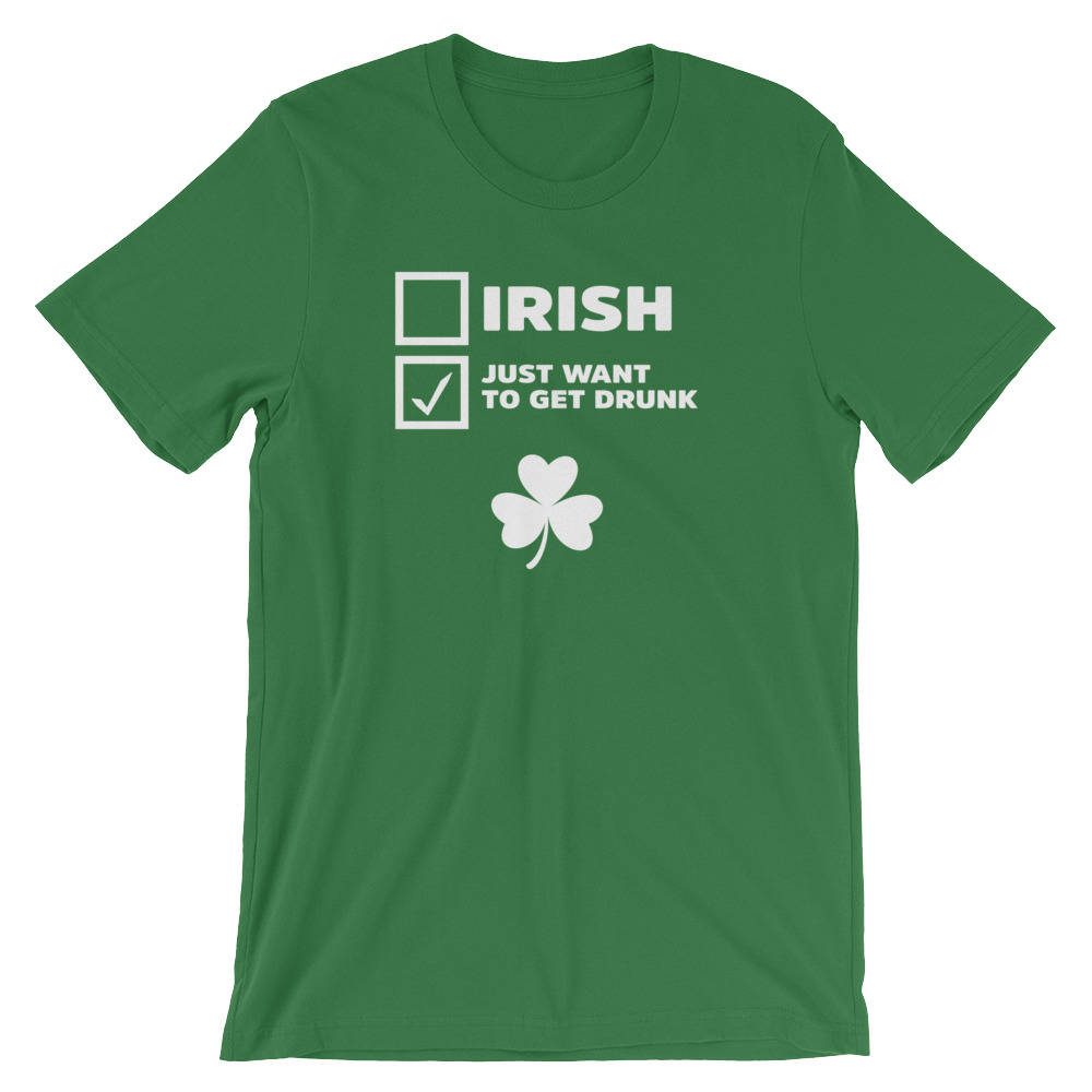 Irish Wollen Einfach Nur Betrunken Checkbox Kleeblatt St. Patricks Tag Unisex T-Shirt | Lustige Glücksbringer Meme Witz Pattys Irland Shirt von FreshDressedTees