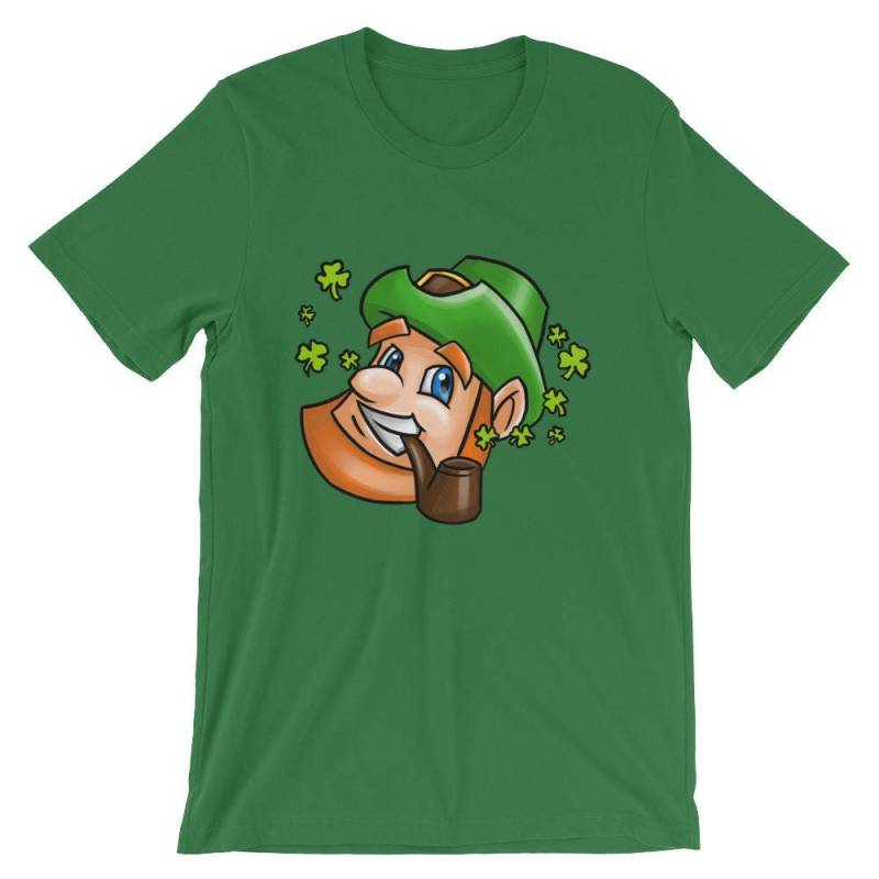 Kobold Gesicht Grafik Shamrock Fliegen Rauchen Rohr Coole Unisex T-Shirt | Lustige Glücksbringer Irland Urlaub Shirt Beste Geschenk von FreshDressedTees