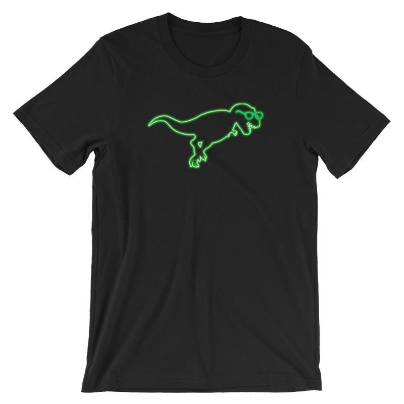 Neon T-Rex Sonnenbrille Lustige Unisex Shirt | Niedlichen Dinosaurier Tier Glow Party Kostüm T-Shirt Beste Souvenir Kurzarm-T-Shirt von FreshDressedTees