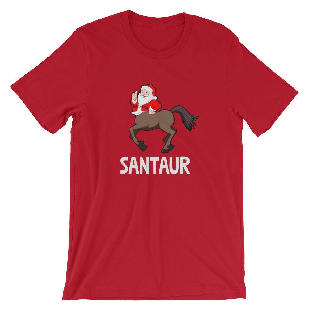 Santaur Lustige Santa Shirt | Zentaur Weihnachten Urlaub Humor T-Shirt Lustige Halbe Und Halb Pferd Grafik Xmas Party Coole Tops von FreshDressedTees