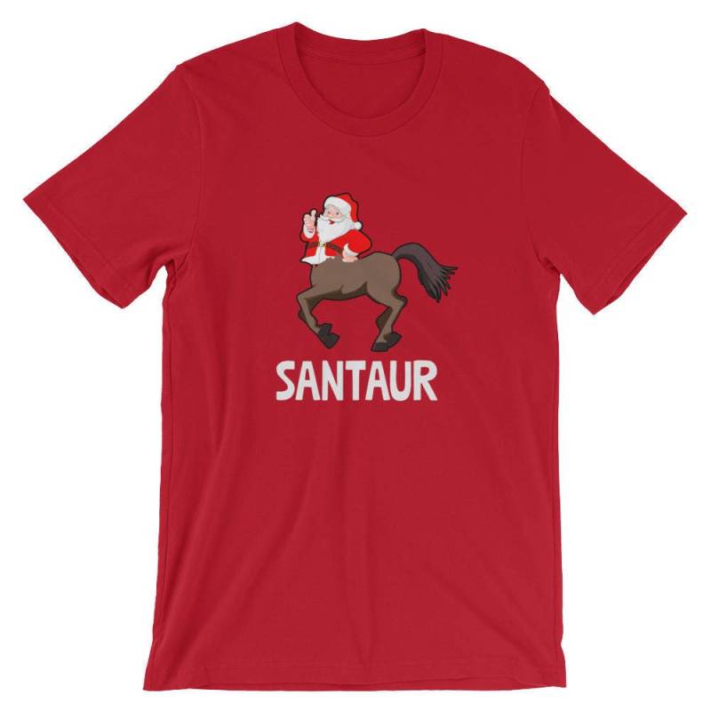 Santaur Lustige Santa Shirt | Zentaur Weihnachten Urlaub Humor T-Shirt Lustige Halbe Und Halb Pferd Grafik Xmas Party Coole Tops von FreshDressedTees