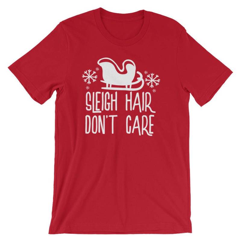 Schlitten Haarpflege Nicht Lustige Weihnachts-Shirt | Frohe Weihnachten Urlaub Geist Schneeflocken Liebhaber T-Shirt Partei Kurzarm Unisex von FreshDressedTees