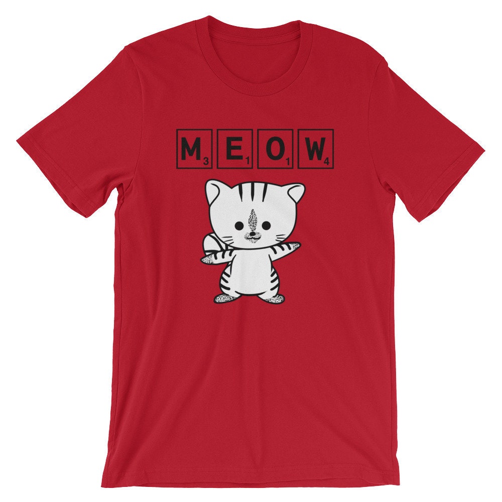 Scrabble Katze Miau Süße Unisex Shirt | Lustige Nerd Kreuzworträtsel Spiel T Beste Souvenir Kurzarm-T-Shirt von FreshDressedTees