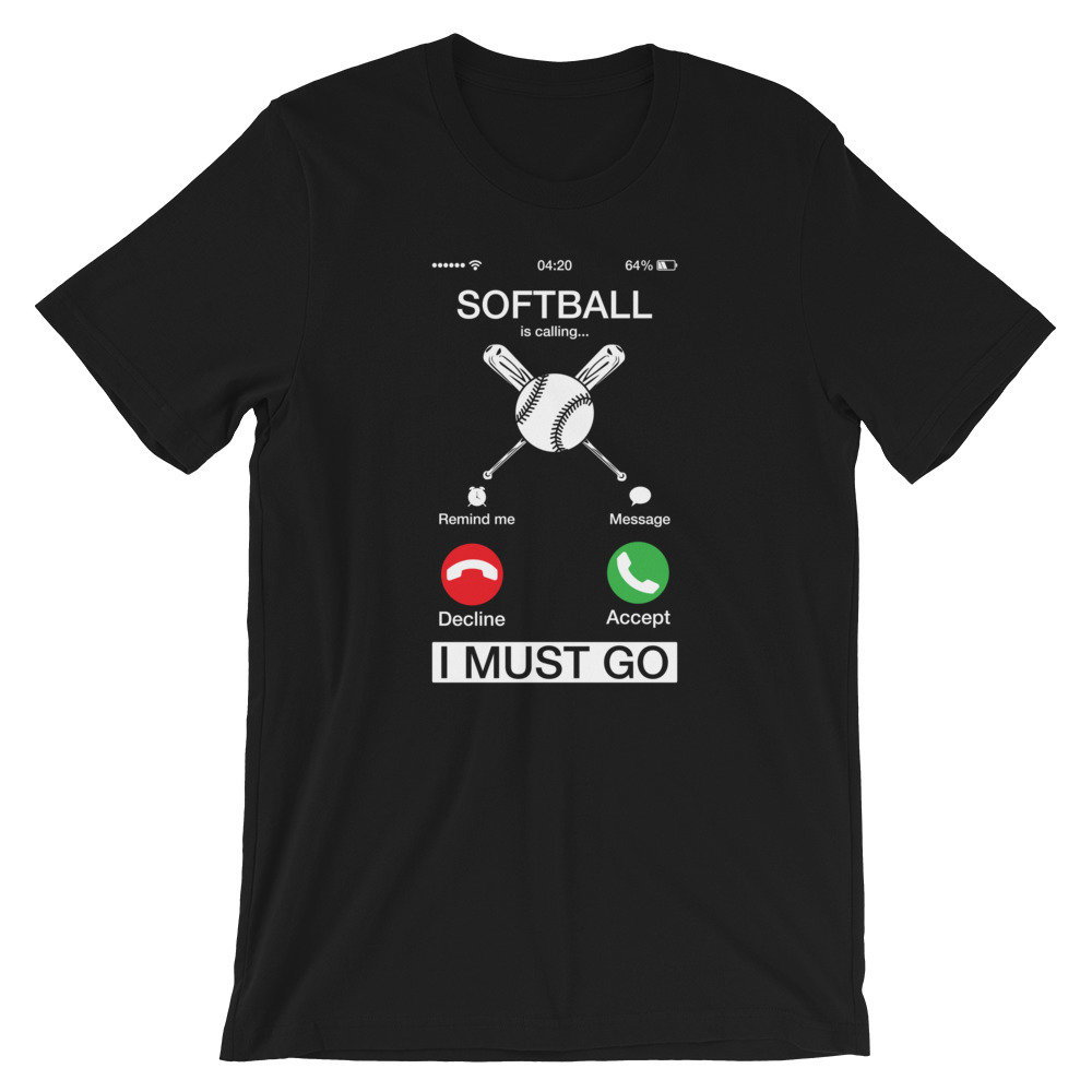 Softball Is Calling & I Must Go Shirt | Lustiges Telefon Bildschirm T-Shirt Calling Humor Unisex Baseballspieler von FreshDressedTees