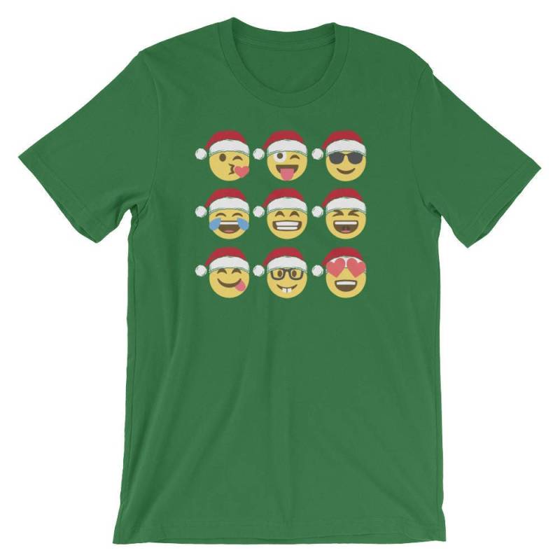 Weihnachten Emoji Mit Santa Hüte Lustige Unisex Shirt | Emoticon Xmas Urlaubsgefühle Wortspiel Humor T-Shirt Frohe Partei Beste Outfit von FreshDressedTees