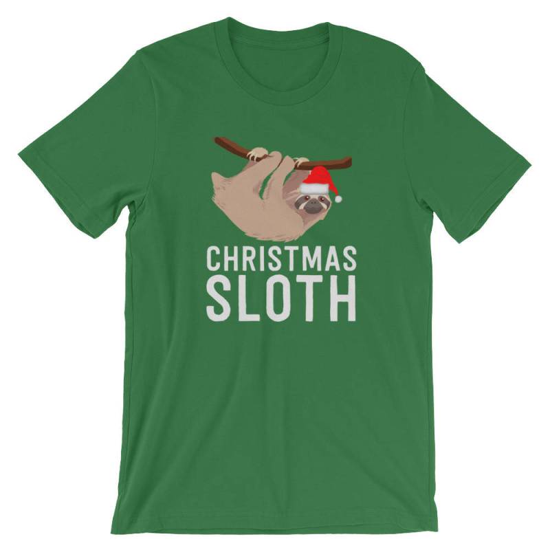 Weihnachten-Faultier Mit Nikolausmütze Lustige Shirt | Hängende Säugetier Tier Weihnachten Partei Urlaub T-Shirt Xmas Feier Cool Kurzarm-T-Shirt von FreshDressedTees
