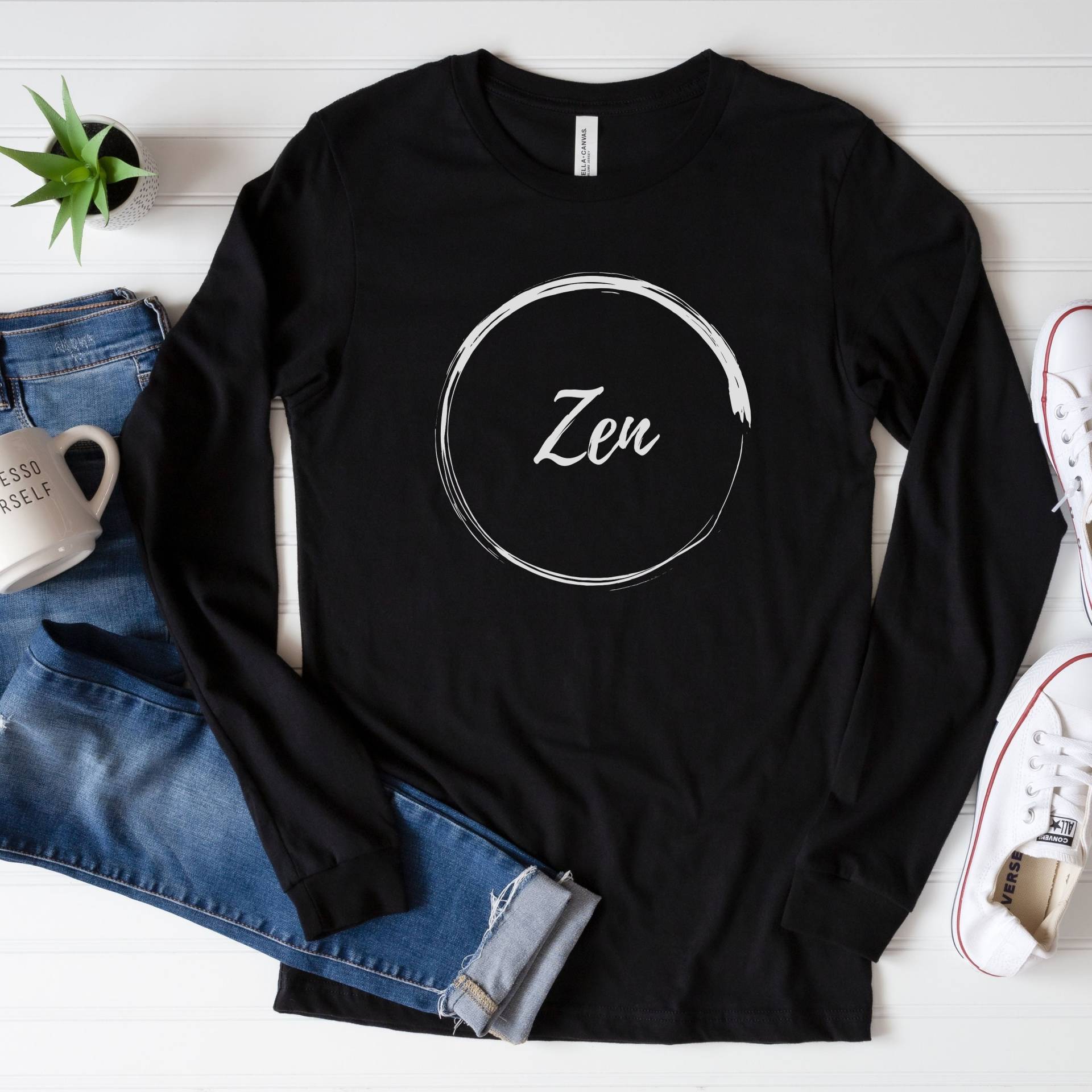 Zen-Langarm-T-Shirt, Yoga-Shirt, Meditation-Shirt Zen-Designs, Zen-Shirt Für Frauen, Männer, Gute Stimmung T-Shirt, Frauen-T-Shirt von FreshMerchDesigns