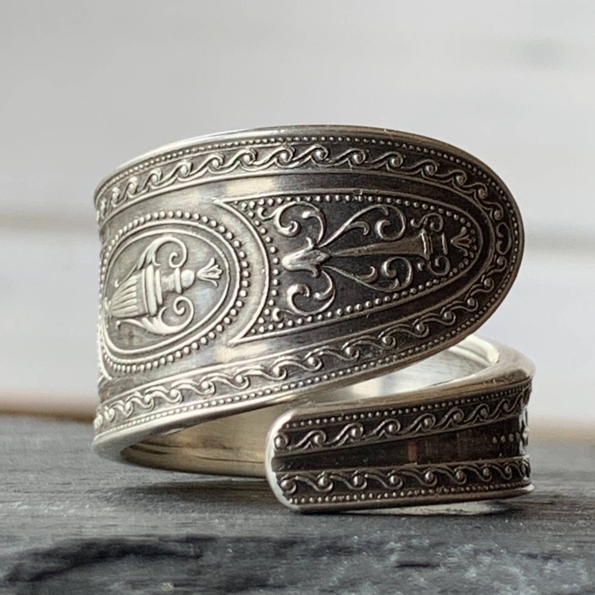 sterling Silber Vintage Löffel Ring, Internationaler Wedgewood Handgeschmiedeter Silberschmuck von FreshMintCoinJewelry