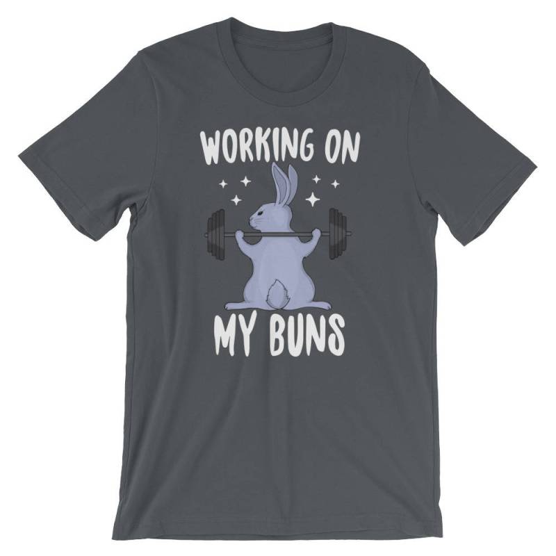 Arbeiten Auf Mein Brötchen Lustige Workout Fitness Humor Hasen Kaninchen Wortspiel Kurzarm Unisex T-Shirt von FreshOutlookArt
