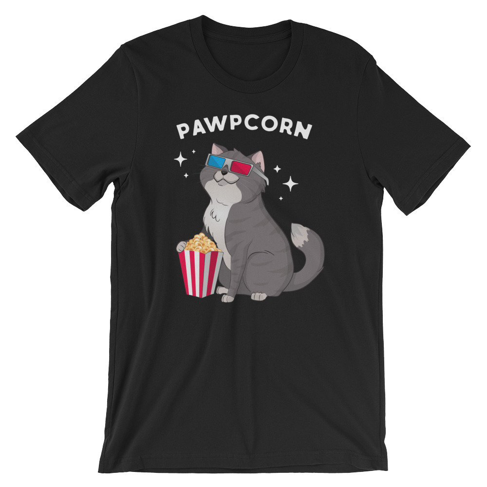 Pawpcorn Katze in 3D Brille Mit Popcorn, Lustige Shirt, Katze, Kitty Wortspiel T, Katzen-Liebhaber von FreshOutlookArt