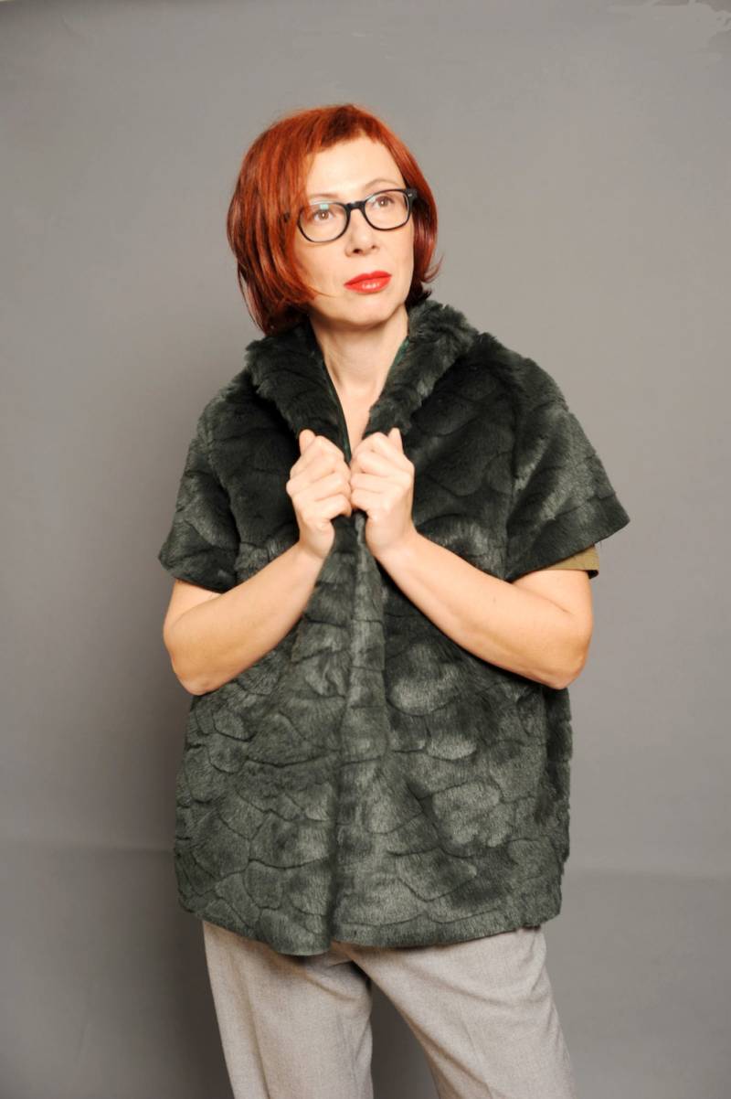 Kunstpelz Mantel, Weste Frauen Waldgrüner Kurzarm Vtg Inspirierter Retro Stil Mode 60Er Mantel von FreshTrashVTG