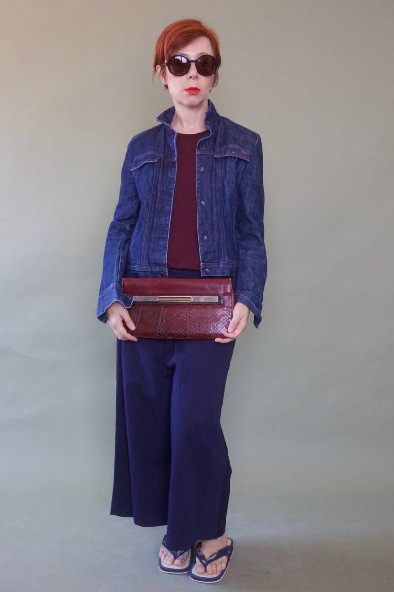 Vintage 70Er Jahre Leder Planchette Maroon Bordeaux Croc Umschlagtasche Patchwork Mittelgroße Clutch von FreshTrashVTG