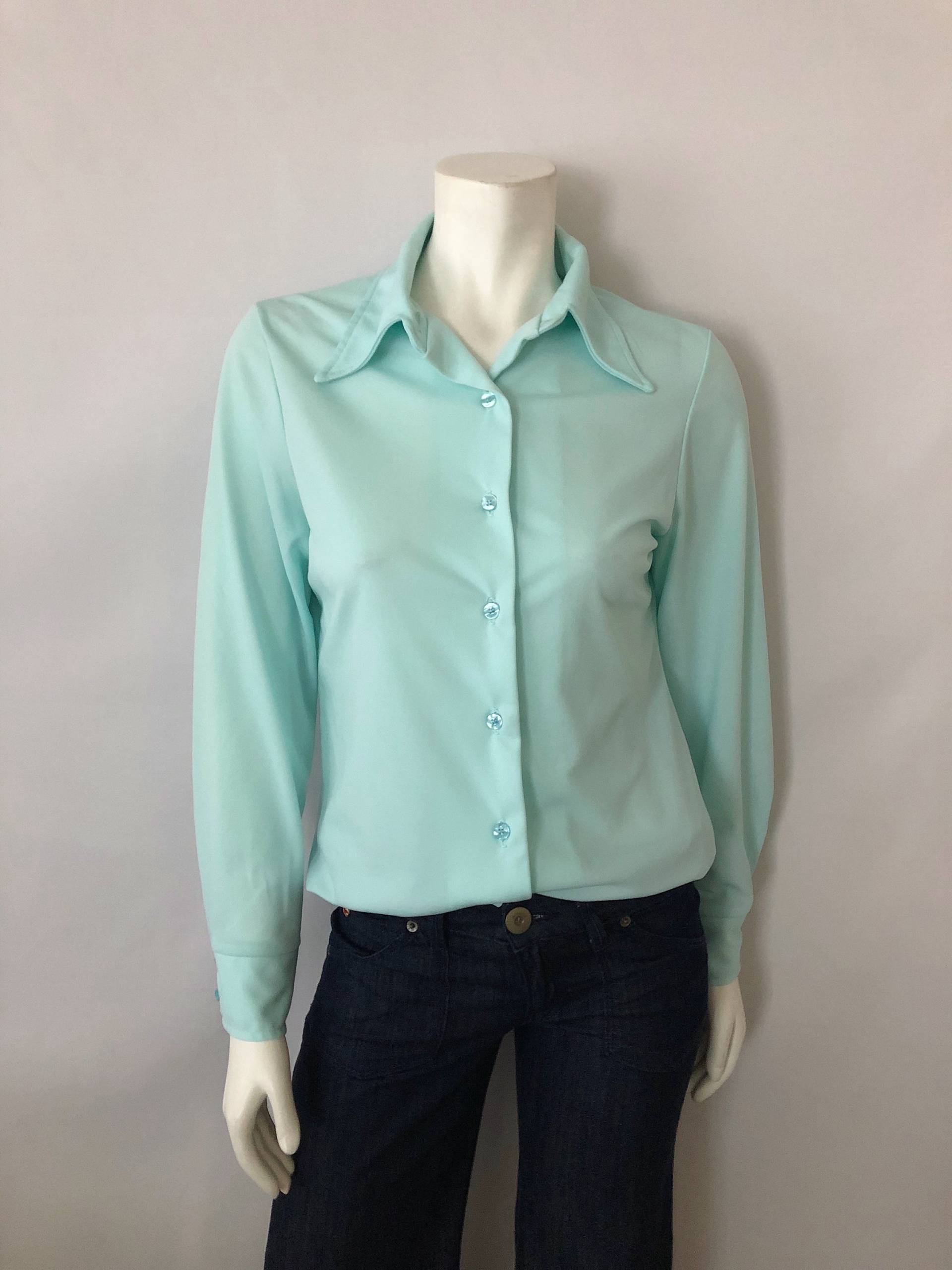 70Er Jahre Jantzen, Türkis, Schmetterlingskragen, Bluse | L 70Er Jahre Jantzen, Türkis, Schmetterlingskragen, Bluse | L von Freshandswanky