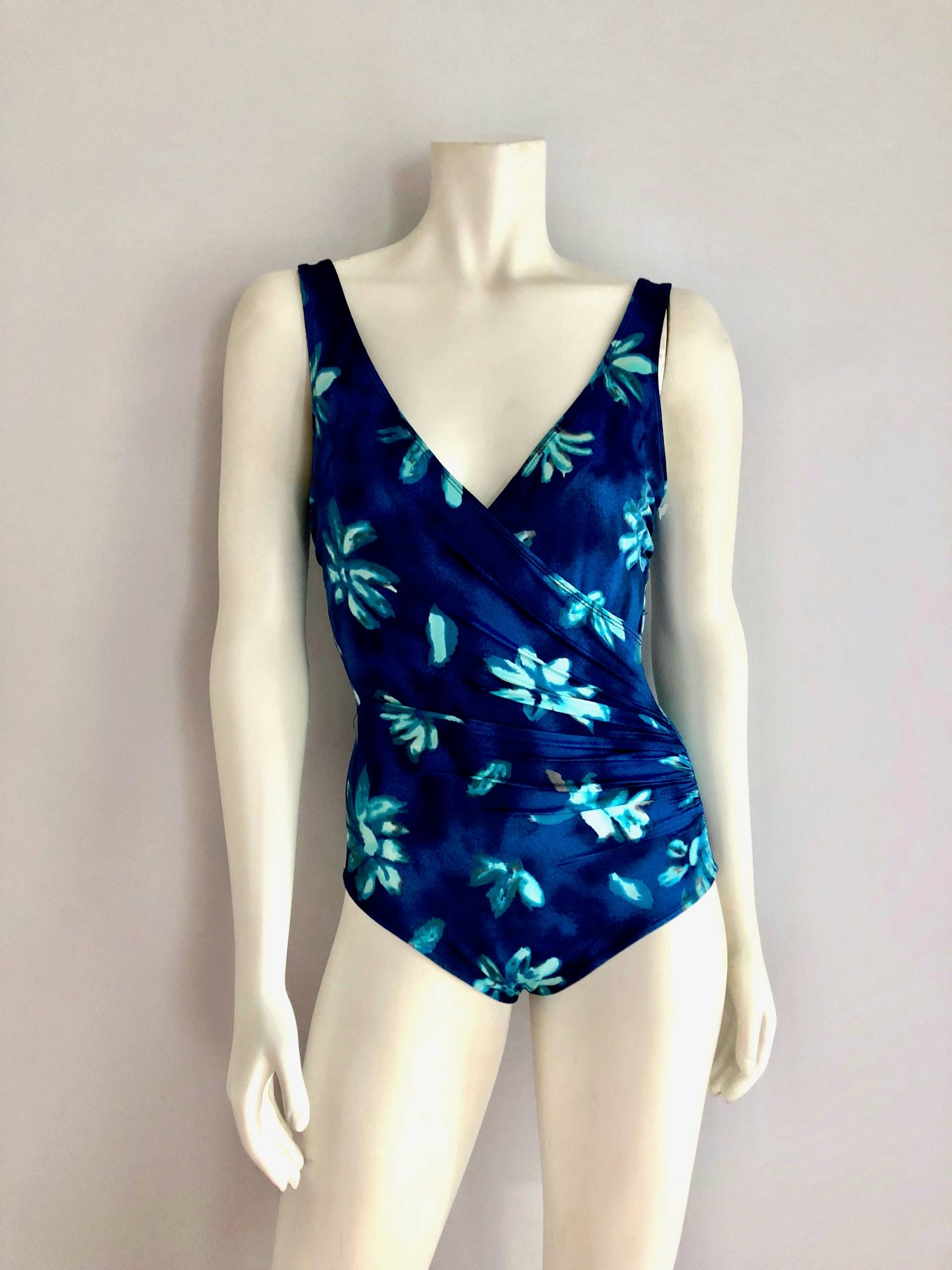 80's Blau Floral Badeanzug, Einteiler Von Gabar | S 80's Blau Floral Badeanzug, Einteiler Von Gabar | S von Freshandswanky