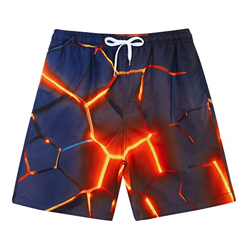 Freshhoodies Badehose Jungen Lava 3D Lustige Gedruckte Grafik Badeshorts Kinder Rot Schnelltrocknen Schwimmhose Boardshorts, 9-10 Jahre von Freshhoodies