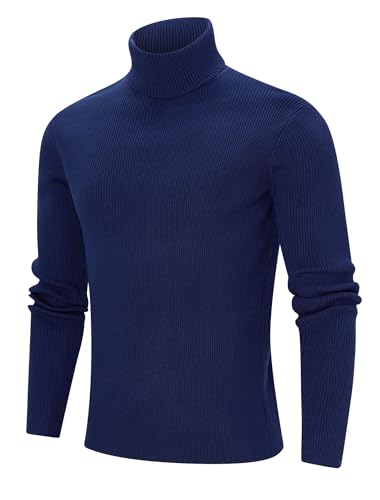 Freshhoodies Winter Pullover Männer Rollkragenpullover Herren Pullover Herren Rollkragen Basic Pulli Feinstrick Sweater Langarmshirt Blau XL von Freshhoodies