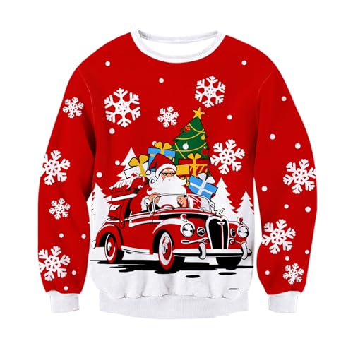 Freshhoodies Herren Weihnachten Gestrickte Pullover Weihnachtsmann Damen Jumper Lustig Vintage Neuheit Weihnachtspullover Schneeflocke Rot Ugly Weihnachtspulli Mit Beleuchtung Strickpullover M von Freshhoodies