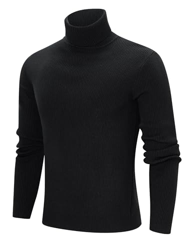 Freshhoodies Pullover Herren Rollkragen Winter Pullover Männer Rollkragenpullover Herren Langarmshirt Basic Freizeit Pulli Sweater Schwarz XXL von Freshhoodies