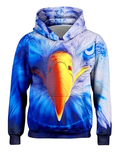 Freshhoodies Sweatshirts Jungen Coole 3D Druck Kapuzenpullover Vogel Tasche Mit Kapuze Lustige Kinder Pullover Hoodie Mädchen Jugendliche Party Geschenk Bekleidung, 8-10 Jahre von Freshhoodies
