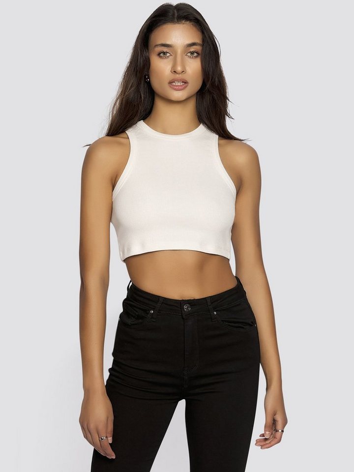 Freshlions Crop-Top Ribbed Basic Crop Top 'Asena' in creme - L Ohne von Freshlions