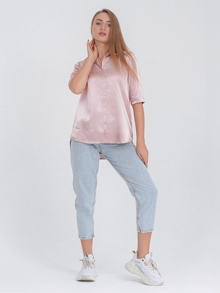 Freshlions Satinbluse Satinbluse ‘Kimchi’ rose ML Sonstige, Oversized von Freshlions