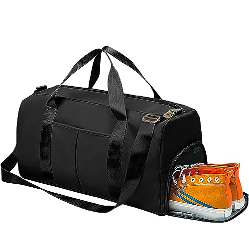 Sporttasche-Tragetasche Gym Bag Damen und Herren,Sporttasche mit Schuhfach und Nass Trockentrenner mit Trolley Weekender Sporttasche groß für Fitnessstudio, Sport, Reisen(Schwarz) von Fresion