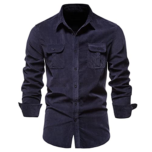 Frestepvie Cord Hemd Herren Warm Langarm Shirt Hemdjacke Casual Freizeithemd Button-up Baumwollhemd von Frestepvie