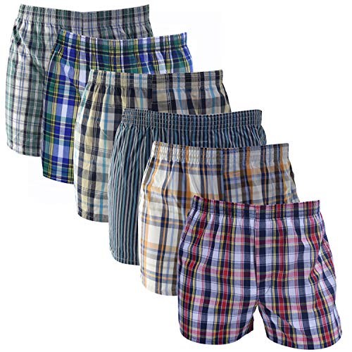 Frestepvie Herren American Boxershorts 5er/6er Pack Classic Herren Unterhosen Kariert Unterwäsche Baumwolle gewebt Web Boxer Übergrößen Retro Hipster Webboxershorts von Frestepvie
