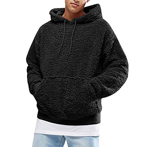 Frestepvie Herren Fleece Kapuzenpullover Winter Plüsch Hoodie Warm Dicker Sweatshirt Teddy-Fleece Mit Taschen von Frestepvie