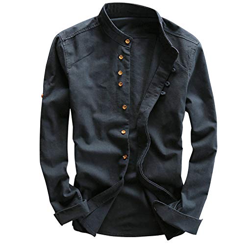 Frestepvie Herren Leinenhemd Langarm Freizeithemd Regular Fit Button-down Fisherman Hemd mit Stehkragen Tang-Anzug im chinesischen Stil Herren Leinen Shirt Kungfu Tai Chi Uniform Frestepvie Herren Leinenhemd Langarm Freizeithemd Regular Fit Button-down Fisherman Hemd mit Stehkragen Tang-Anzug im chinesischen Stil Herren Leinen Shirt Kungfu Tai Chi Uniform von Frestepvie