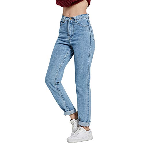 Frestepvie Jeans Damen High Waist Stretch Hohe Taille Denim Jeans Hosen Casual Locker Boyfriend Freizeithose Blau von Frestepvie