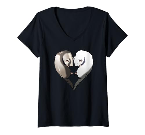 Damen Süße Frettchen Haustier T-Shirt mit V-Ausschnitt Damen Süße Frettchen Haustier T-Shirt mit V-Ausschnitt von Frettchen Liebe Valentinstag Geschenk