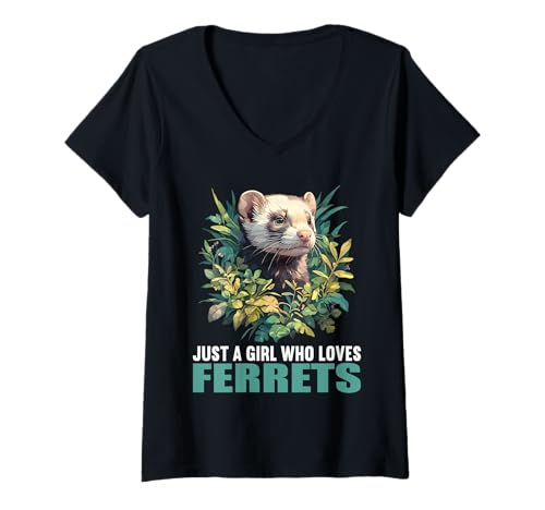 Damen Frettchen T-Shirt mit V-Ausschnitt Damen Frettchen T-Shirt mit V-Ausschnitt von Frettchen Tier Shop