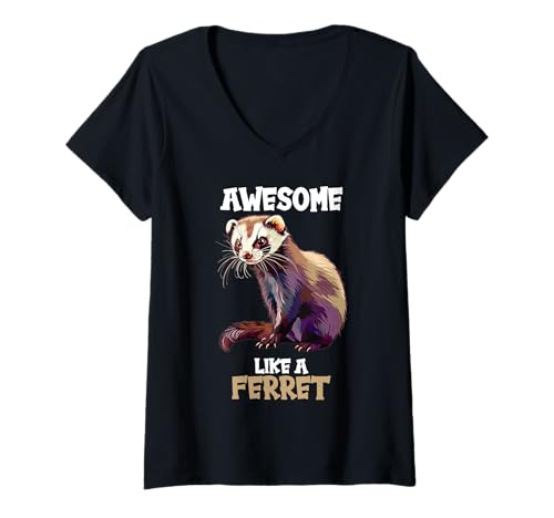 Damen Frettchen T-Shirt mit V-Ausschnitt Damen Frettchen T-Shirt mit V-Ausschnitt von Frettchen Tier Shop