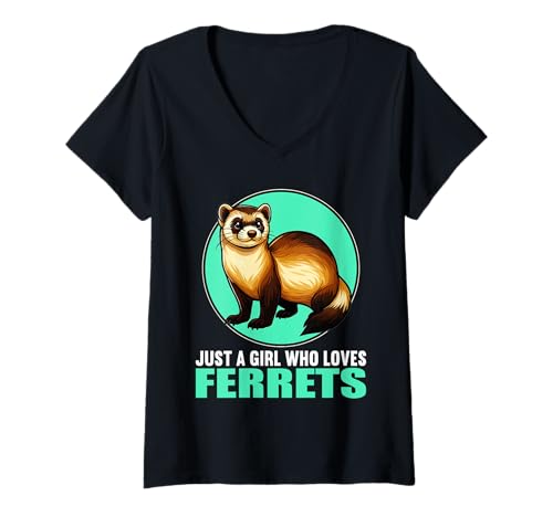 Damen Frettchen T-Shirt mit V-Ausschnitt Damen Frettchen T-Shirt mit V-Ausschnitt von Frettchen Tier Shop