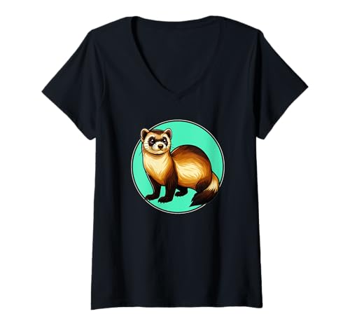 Damen Frettchen T-Shirt mit V-Ausschnitt Damen Frettchen T-Shirt mit V-Ausschnitt von Frettchen Tier Shop