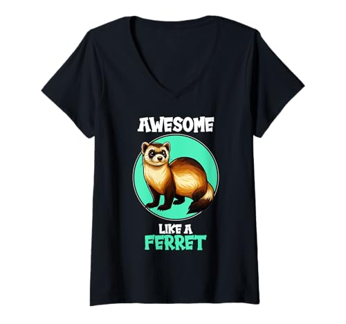 Damen Frettchen T-Shirt mit V-Ausschnitt Damen Frettchen T-Shirt mit V-Ausschnitt von Frettchen Tier Shop