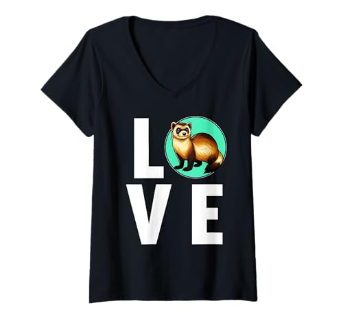 Damen Frettchen T-Shirt mit V-Ausschnitt Damen Frettchen T-Shirt mit V-Ausschnitt von Frettchen Tier Shop