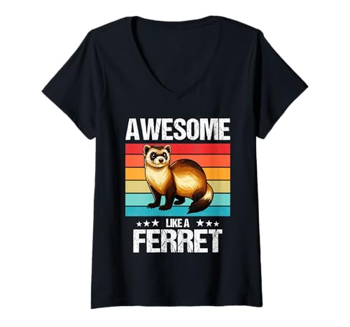 Damen Frettchen T-Shirt mit V-Ausschnitt Damen Frettchen T-Shirt mit V-Ausschnitt von Frettchen Tier Shop