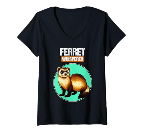 Damen Frettchen T-Shirt mit V-Ausschnitt Damen Frettchen T-Shirt mit V-Ausschnitt von Frettchen Tier Shop