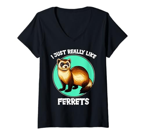 Damen Frettchen T-Shirt mit V-Ausschnitt Damen Frettchen T-Shirt mit V-Ausschnitt von Frettchen Tier Shop